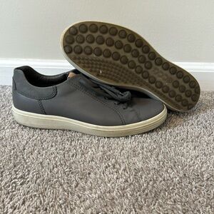 Used ECCO SOFT MEN'S STREET SNEAKER LEATHER DARK SHADOW GRAY SIZE EU 43 US 9-9.5